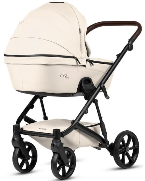 Детская коляска Tutis Viva 6 Plus Leather 3 в 1 с автокреслом Elo Lux EduSky Black 1612086 Vanilla