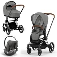 Cybex Priam IV 3 в 1 шасси Chrome Brown, Mirage Grey (Серый) + Cloud T i-Size