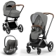 Cybex Priam IV 3 в 1 шасси Chrome Brown, Mirage Grey (Серый) + Cloud T i-Size