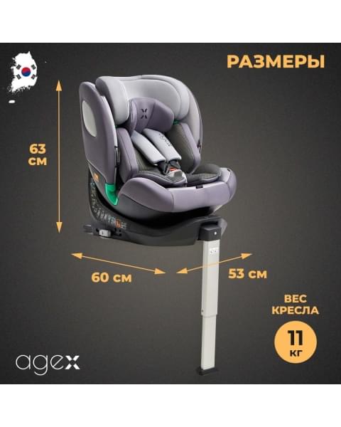 Автокресло Agex Comfort i-Fix 360 (0-36 кг), Grey (Серый)