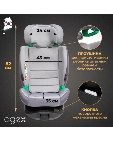 Автокресло Agex Comfort i-Fix 360 (0-36 кг), Grey (Серый)