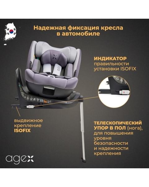 Автокресло Agex Comfort i-Fix 360 (0-36 кг), Grey (Серый)