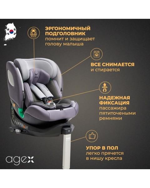 Автокресло Agex Comfort i-Fix 360 (0-36 кг), Grey (Серый)