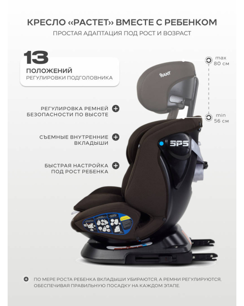 Автокресло Rant Nitro new isofix группа 0/1/2/3 (0-36 кг) Brownie