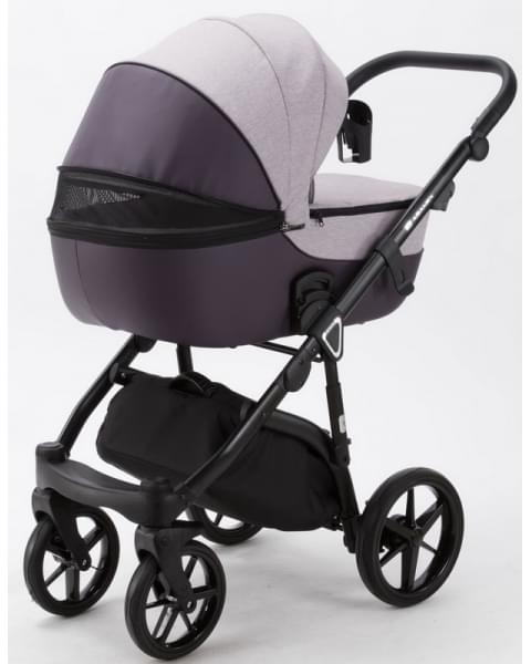 Детская коляска Adamex Bibione 3 в 1 BI-PS13 (СЕРО-РОЗОВ+СЛИВОВАЯ КОЖА)