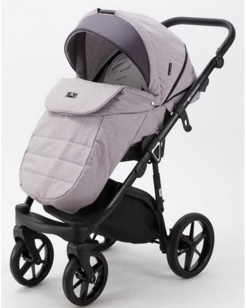 Детская коляска Adamex Bibione 3 в 1 BI-PS13 (СЕРО-РОЗОВ+СЛИВОВАЯ КОЖА)