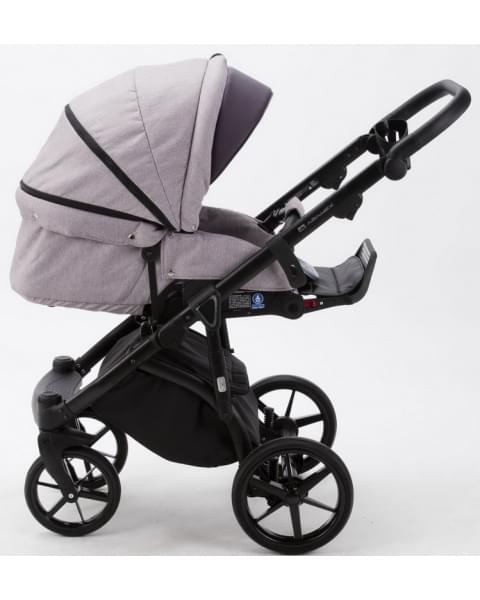 Детская коляска Adamex Bibione 3 в 1 BI-PS13 (СЕРО-РОЗОВ+СЛИВОВАЯ КОЖА)