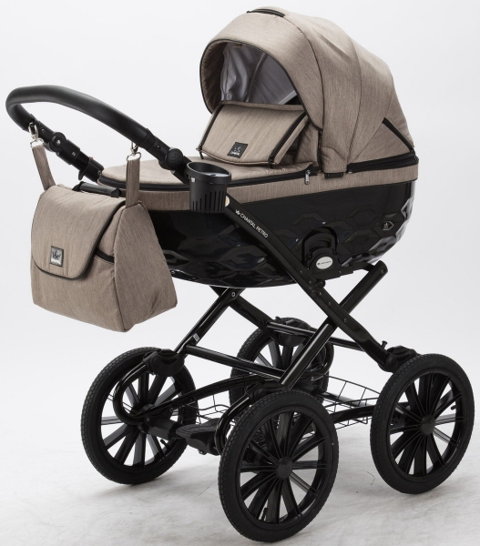 Детская коляска классическая Adamex Chantal Retro 2 в 1 C205 (тем. бежевый)