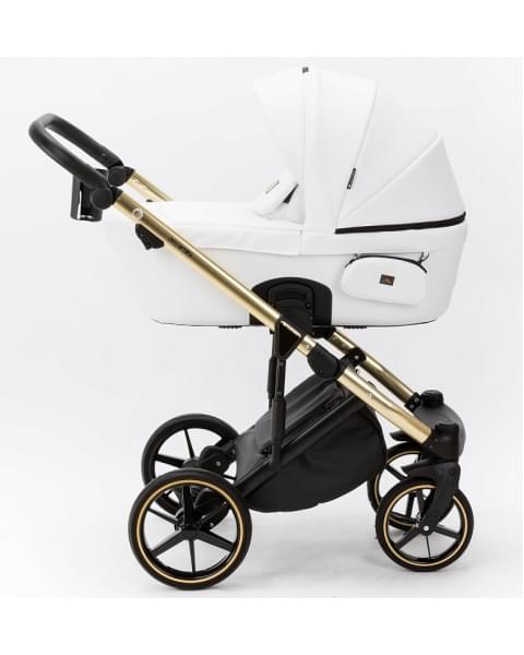 Детская коляска Adamex Lumi Air SE Deluxe 2 в 1 L-SA500 (БЕЛ.КОЖА+ЗОЛОТО РАМА)