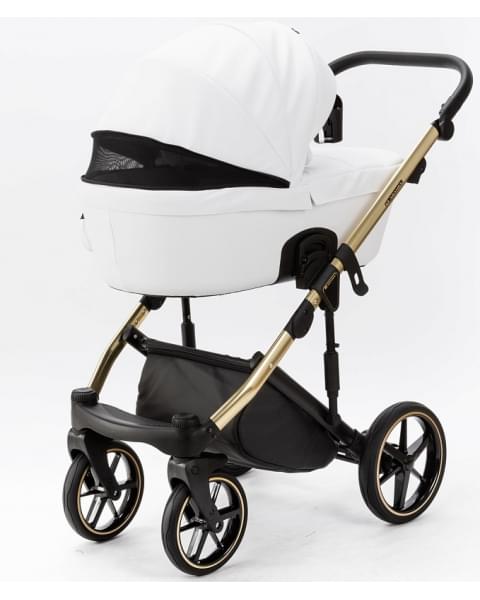 Детская коляска Adamex Lumi Air SE Deluxe 2 в 1 L-SA500 (БЕЛ.КОЖА+ЗОЛОТО РАМА)
