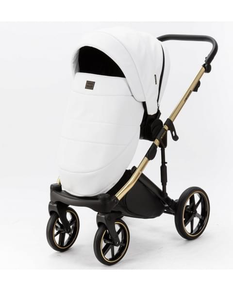 Детская коляска Adamex Lumi Air SE Deluxe 2 в 1 L-SA500 (БЕЛ.КОЖА+ЗОЛОТО РАМА)