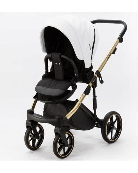 Детская коляска Adamex Lumi Air SE Deluxe 2 в 1 L-SA500 (БЕЛ.КОЖА+ЗОЛОТО РАМА)
