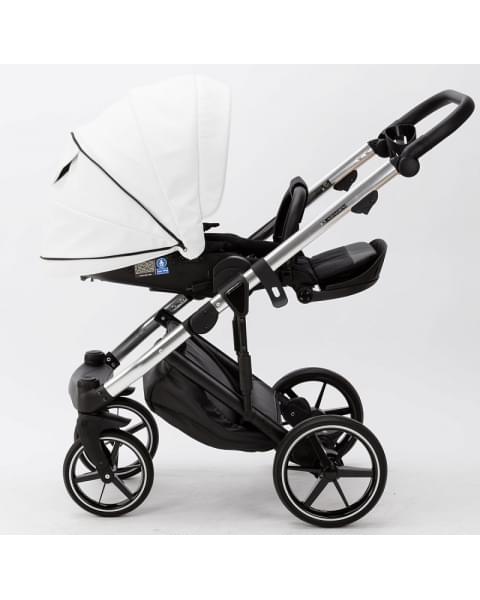 Детская коляска Adamex Lumi Air SE Deluxe 2 в 1 L-SA501 (БЕЛ.КОЖА+ХРОМ РАМА)