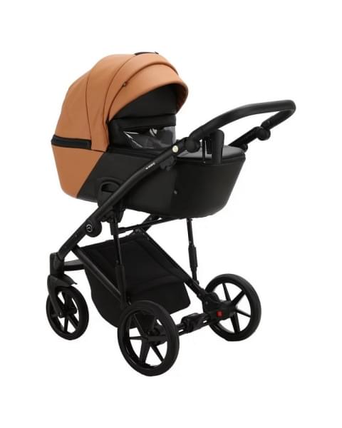 Детская коляска Adamex Mobi Deluxe 3 в 1 M-SD32 (РЫЖИЙ+ЧЕРНАЯ КОЖА)