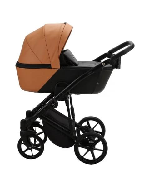 Детская коляска Adamex Mobi Deluxe 3 в 1 M-SD32 (РЫЖИЙ+ЧЕРНАЯ КОЖА)