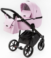 Детская коляска Adamex Nola Deluxe 2 в 1 N-SA16 (РОЗОВ. ЗЕФИР КОЖА)