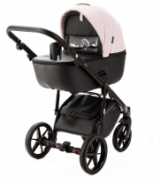 Детская коляска Adamex Nola Deluxe 3 в 1 N-SD102 (РОЗОВ.ПУДРА КОЖА + ЧЕРН.КОЖА)