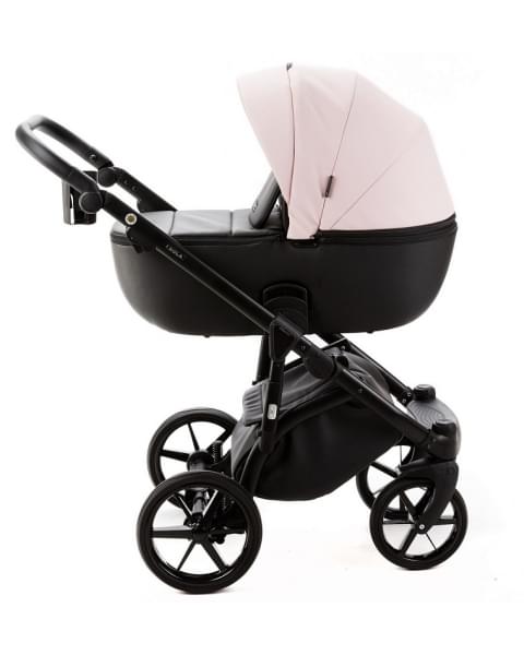 Детская коляска Adamex Nola Deluxe 3 в 1 N-SD102 (РОЗОВ.ПУДРА КОЖА + ЧЕРН.КОЖА)