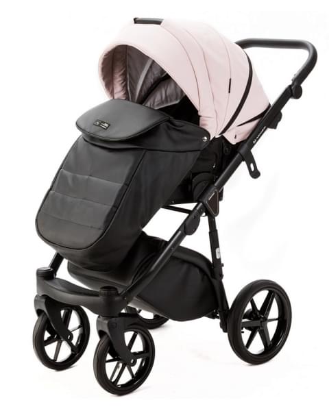 Детская коляска Adamex Nola Deluxe 3 в 1 N-SD102 (РОЗОВ.ПУДРА КОЖА + ЧЕРН.КОЖА)