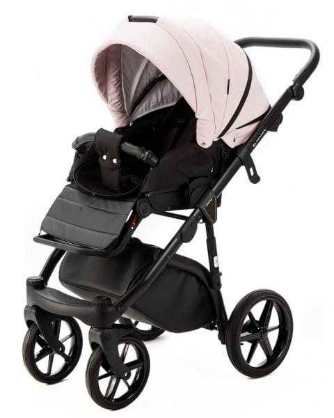 Детская коляска Adamex Nola Deluxe 3 в 1 N-SD102 (РОЗОВ.ПУДРА КОЖА + ЧЕРН.КОЖА)