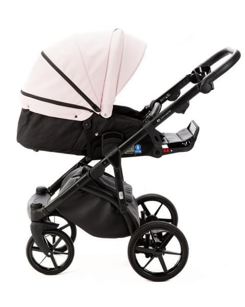 Детская коляска Adamex Nola Deluxe 3 в 1 N-SD102 (РОЗОВ.ПУДРА КОЖА + ЧЕРН.КОЖА)