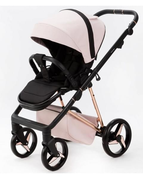 Детская коляска Adamex Quantum Superstar Deluxe 2 в 1 Q-STAR134-K (СВ.РОЗОВ.КОЖА+РОЗОВ.ДНО+РОЗОВ.ЗОЛОТО РАМА)