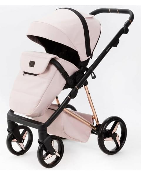 Детская коляска Adamex Quantum Superstar Deluxe 2 в 1 Q-STAR134-K (СВ.РОЗОВ.КОЖА+РОЗОВ.ДНО+РОЗОВ.ЗОЛОТО РАМА)