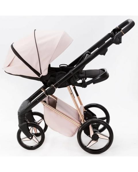 Детская коляска Adamex Quantum Superstar Deluxe 2 в 1 Q-STAR134-K (СВ.РОЗОВ.КОЖА+РОЗОВ.ДНО+РОЗОВ.ЗОЛОТО РАМА)