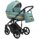 Детская коляска Adamex Rimini Deluxe 2 в 1 RI233 СЕРО-ЗЕЛ,КОЖА+ ЗОЛОТО.ОТДЕЛКА