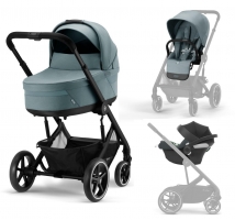 Детская коляска Cybex Balios S Lux BLK Aton B2 i-Size 3 в 1 Sky Blue с дождевиком/Volcano Black