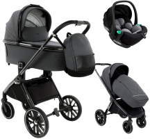 Детская коляска Pituso Mayla Lux 3 в 1 с автокреслом Baesa Dark Grey