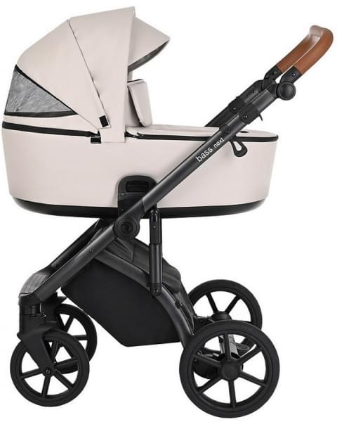 Детская коляска Roan Bass Next Кожа 3 в 1 с автокреслом Tutis Elo Lux EduSky Black RN084/1 Island Stone /Black
