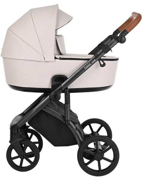 Детская коляска Roan Bass Next Кожа 3 в 1 с автокреслом Tutis Elo Lux EduSky Black RN084/1 Island Stone /Black