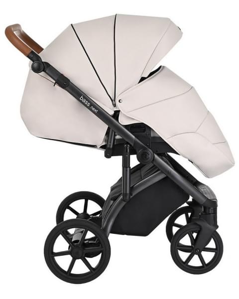 Детская коляска Roan Bass Next Кожа 3 в 1 с автокреслом Tutis Elo Lux EduSky Black RN084/1 Island Stone /Black