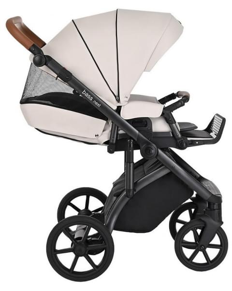 Детская коляска Roan Bass Next Кожа 3 в 1 с автокреслом Tutis Elo Lux EduSky Black RN084/1 Island Stone /Black
