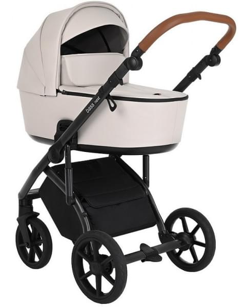 Детская коляска Roan Bass Next Кожа 3 в 1 с автокреслом Tutis Elo Lux EduSky Black RN084/1 Island Stone /Black