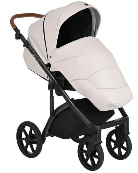 Детская коляска Roan Bass Next Кожа 3 в 1 с автокреслом Tutis Elo Lux EduSky Black RN084/1 Island Stone /Black