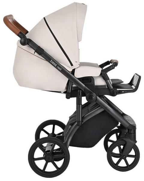 Детская коляска Roan Bass Next Кожа 3 в 1 с автокреслом Tutis Elo Lux EduSky Black RN084/1 Island Stone /Black