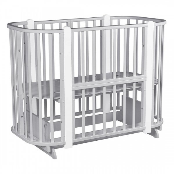 Детская кровать-трансформер Pituso Asti 5 в 1 (маятник поперечный), Серый / Белый