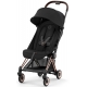 Детская прогулочная коляска Cybex Coya Sepia Black шасси Rosegold с дождевиком и бампером