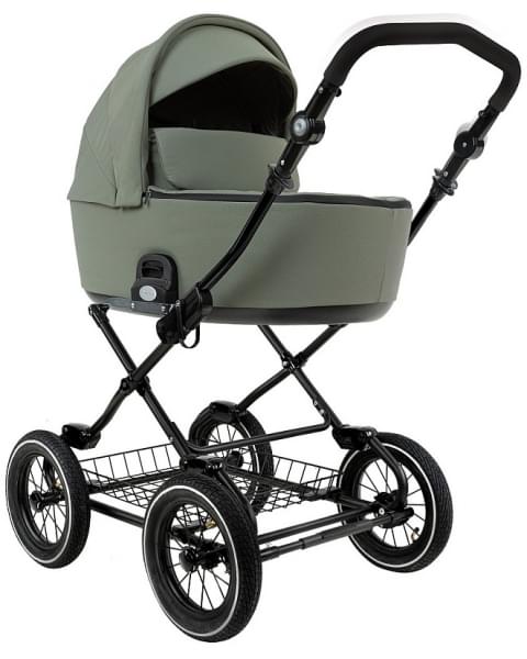 Детская коляска Roan Bass Next Classic 2.0 d12 3 в 1 с автокреслом Tutis Elo Lux EduSky Black BNC/82/2 Sage Green/Black/руч.Black