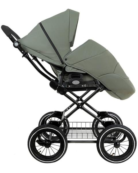 Детская коляска Roan Bass Next Classic 2.0 d12 3 в 1 с автокреслом Tutis Elo Lux EduSky Black BNC/82/2 Sage Green/Black/руч.Black