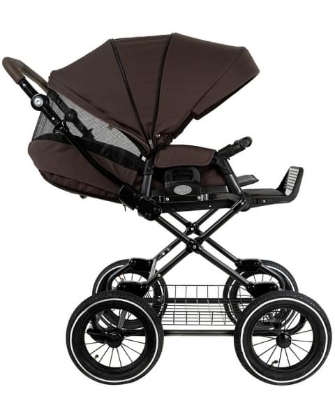 Детская коляска Roan Bass Next Classic 2.0 d12 3 в 1 с автокреслом Tutis Elo Lux EduSky Black BNC/83/2 Turkish Coffe/Black/руч.Cappuccino