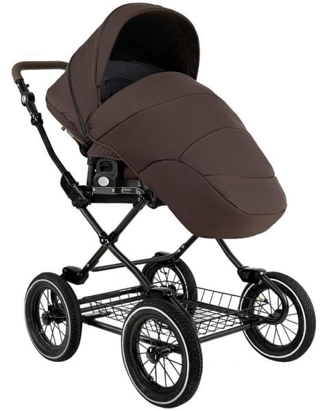 Детская коляска Roan Bass Next Classic 2.0 d12 3 в 1 с автокреслом Tutis Elo Lux EduSky Black BNC/83/2 Turkish Coffe/Black/руч.Cappuccino