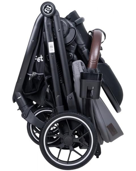 Детская прогулочная коляска Farfello Fest Lux Серый/Grey FL-3 черная рама