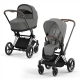 Коляска 2 в 1 Cybex Priam IV Platinum Collection шасси Chrome Brown, Mirage Grey (Серый)