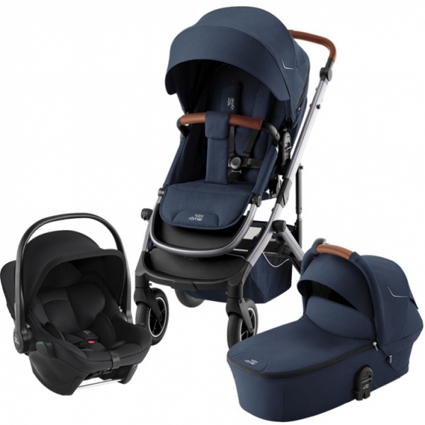Коляска 3 в 1 Britax Roemer Smile 5Z, Night Blue (Синий) + Автокресло Baby-Safe Core, Midnight Grey (темно-серый)