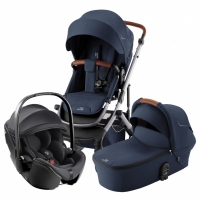 Коляска 3 в 1 Britax Roemer Smile 5Z, Night Blue (Синий) + Автокресло Britax Roemer Baby-Safe Pro Classic (0-13 кг), Deep Black (Черный)