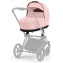 Коляска 3 в 1 Cybex Priam IV Chrome Brown и автокресло Aton B2 i-Size Steel Grey Peach Pink