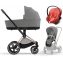 Коляска 3 в 1 Cybex Priam IV Rosegold и автокресло Aton S2 i-Size с базой Base One Mirage Grey/Hibiscus Red